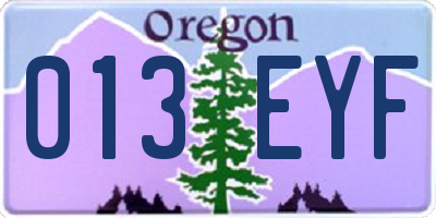 OR license plate 013EYF