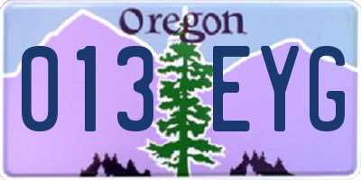 OR license plate 013EYG