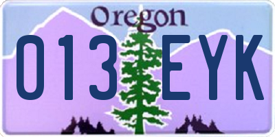 OR license plate 013EYK