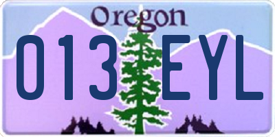 OR license plate 013EYL