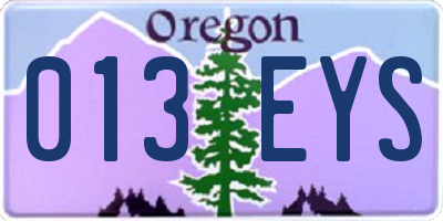 OR license plate 013EYS
