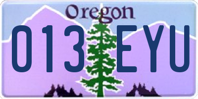 OR license plate 013EYU