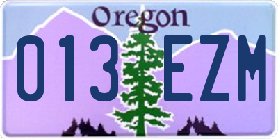 OR license plate 013EZM