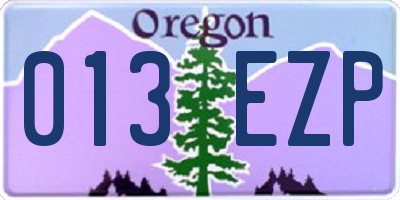 OR license plate 013EZP