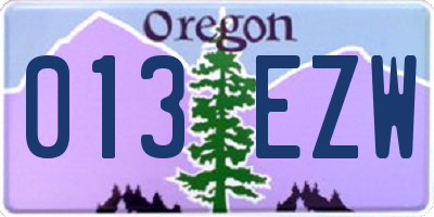 OR license plate 013EZW