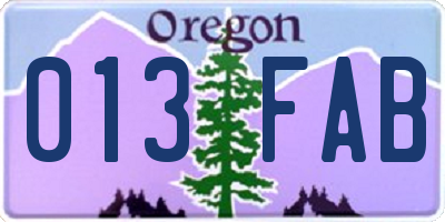 OR license plate 013FAB