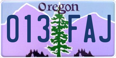 OR license plate 013FAJ