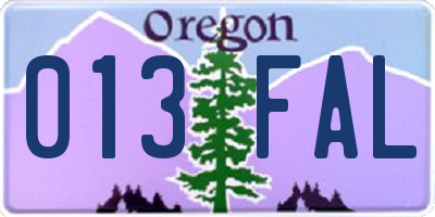 OR license plate 013FAL