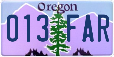 OR license plate 013FAR