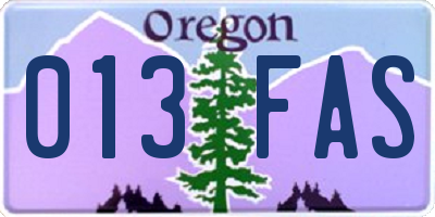 OR license plate 013FAS