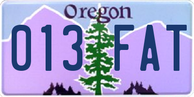 OR license plate 013FAT