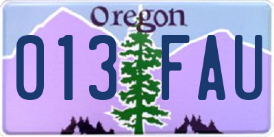OR license plate 013FAU