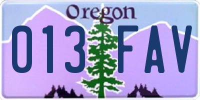 OR license plate 013FAV