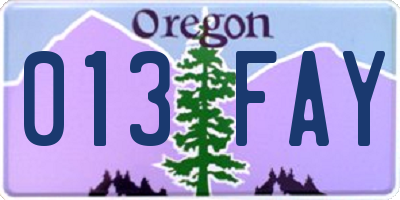 OR license plate 013FAY