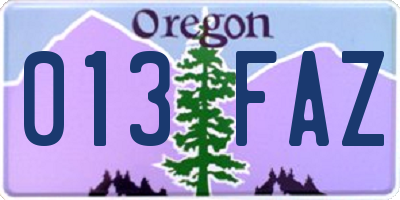 OR license plate 013FAZ