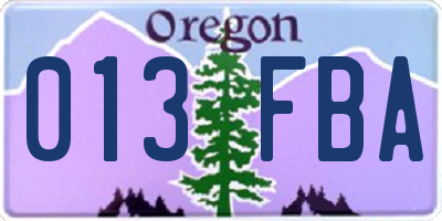 OR license plate 013FBA