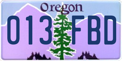 OR license plate 013FBD