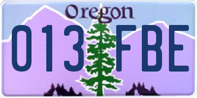 OR license plate 013FBE