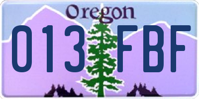 OR license plate 013FBF