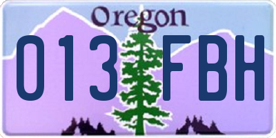 OR license plate 013FBH