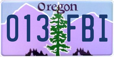 OR license plate 013FBI