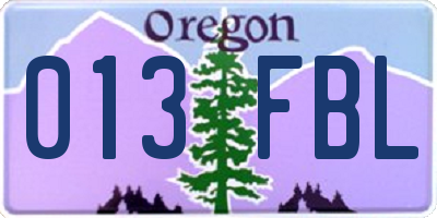 OR license plate 013FBL