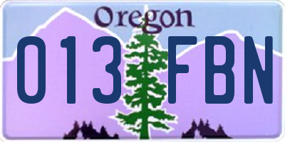 OR license plate 013FBN