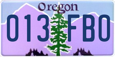 OR license plate 013FBO