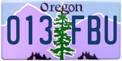 OR license plate 013FBU