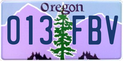 OR license plate 013FBV