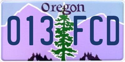 OR license plate 013FCD