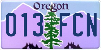 OR license plate 013FCN