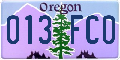 OR license plate 013FCO