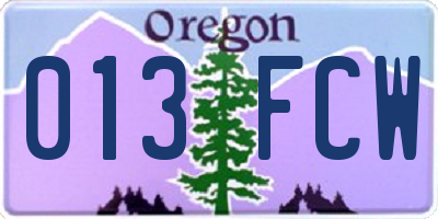 OR license plate 013FCW