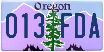 OR license plate 013FDA