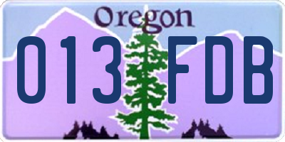 OR license plate 013FDB