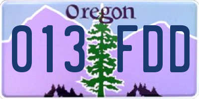 OR license plate 013FDD