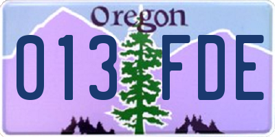 OR license plate 013FDE