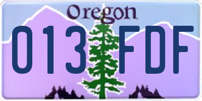 OR license plate 013FDF