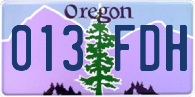 OR license plate 013FDH