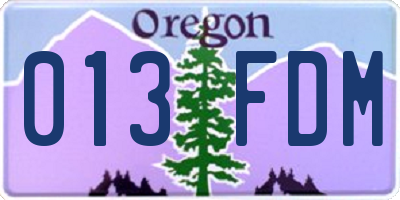 OR license plate 013FDM