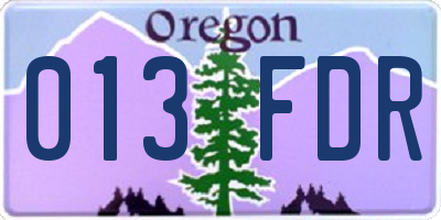 OR license plate 013FDR