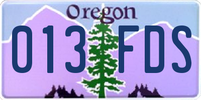 OR license plate 013FDS