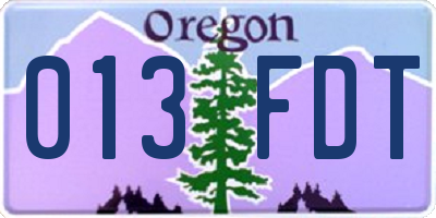 OR license plate 013FDT