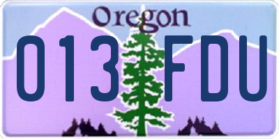 OR license plate 013FDU
