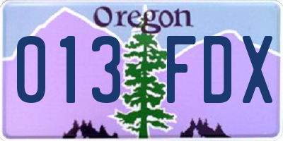 OR license plate 013FDX