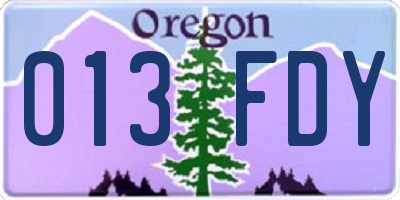 OR license plate 013FDY