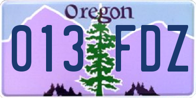 OR license plate 013FDZ