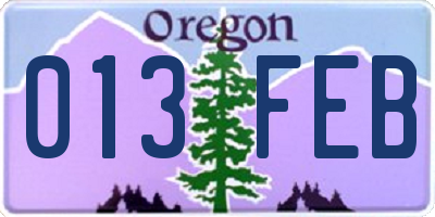 OR license plate 013FEB