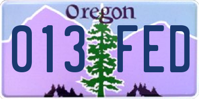 OR license plate 013FED